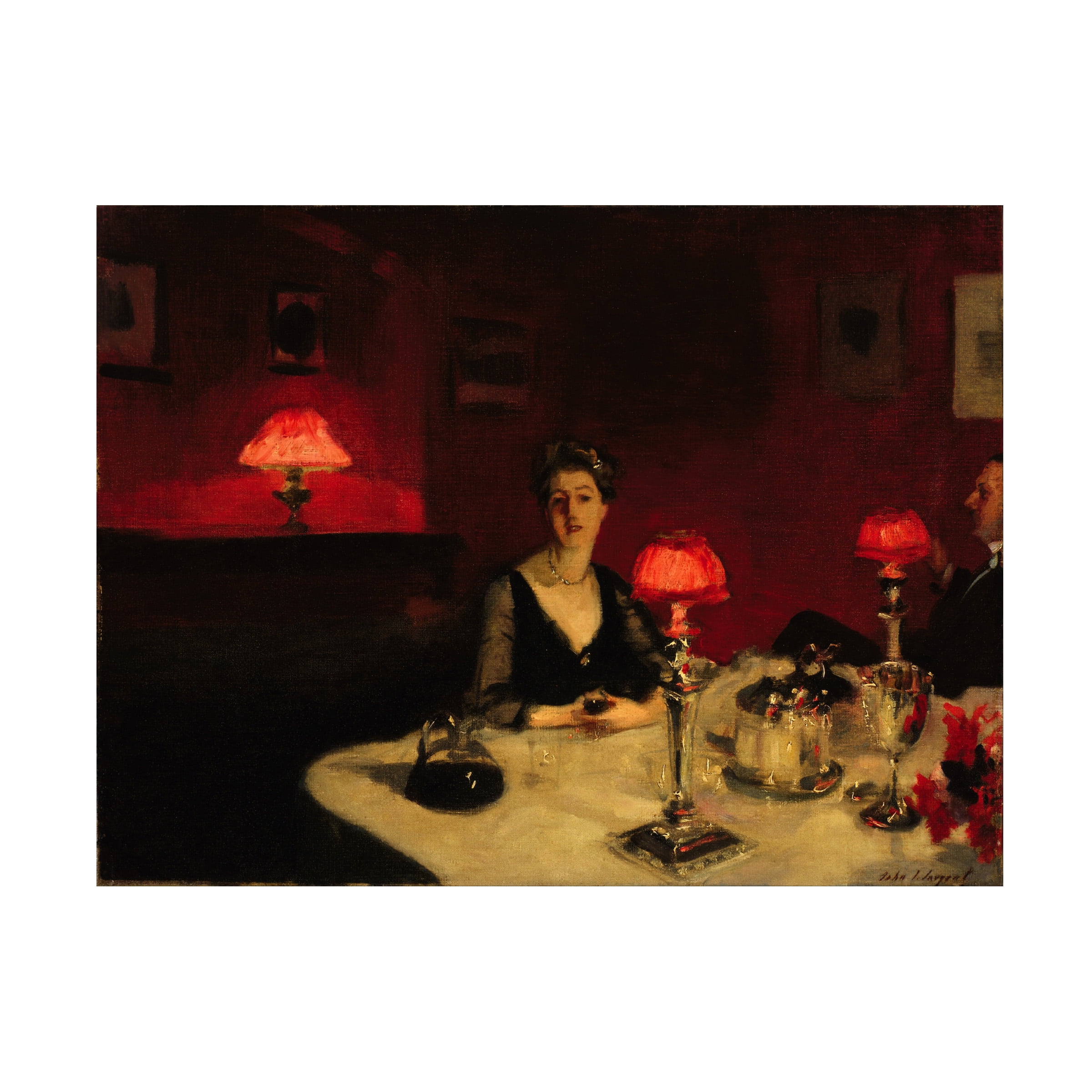 John Singer Sargent 'A Dinner Table At Night' Canvas Art