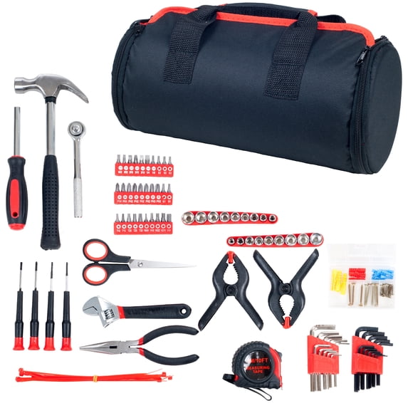 Household Hand Tools 86 Piece Tool Set With Roll-Up Bag by Stalwart (Hammer Wrench Set Screwdriver Set Pliers) - Great for the Home or Car