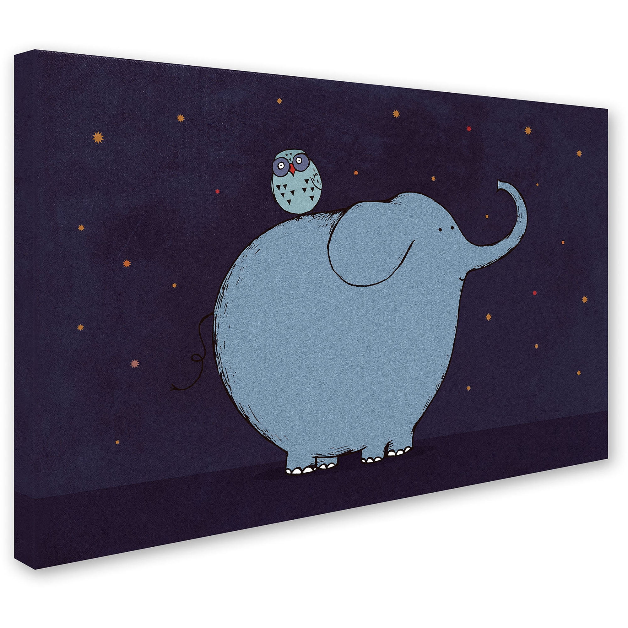 Carla Martell 'Owl and Elephant' Canvas Art