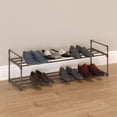 thumbnail image 1 of Somerset Home 2-Tier Stackable Shoe Rack Organizer - 40.9"x13.3" Shoe Storage for 10 Pairs Sneakers, Heels, Boots (Gray), 1 of 8