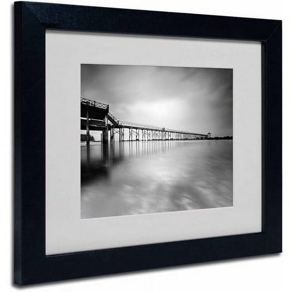 Matted art under acrylic in a black frame