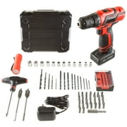 Stalwart 65PC Cordless Drill Set with Bits, Red