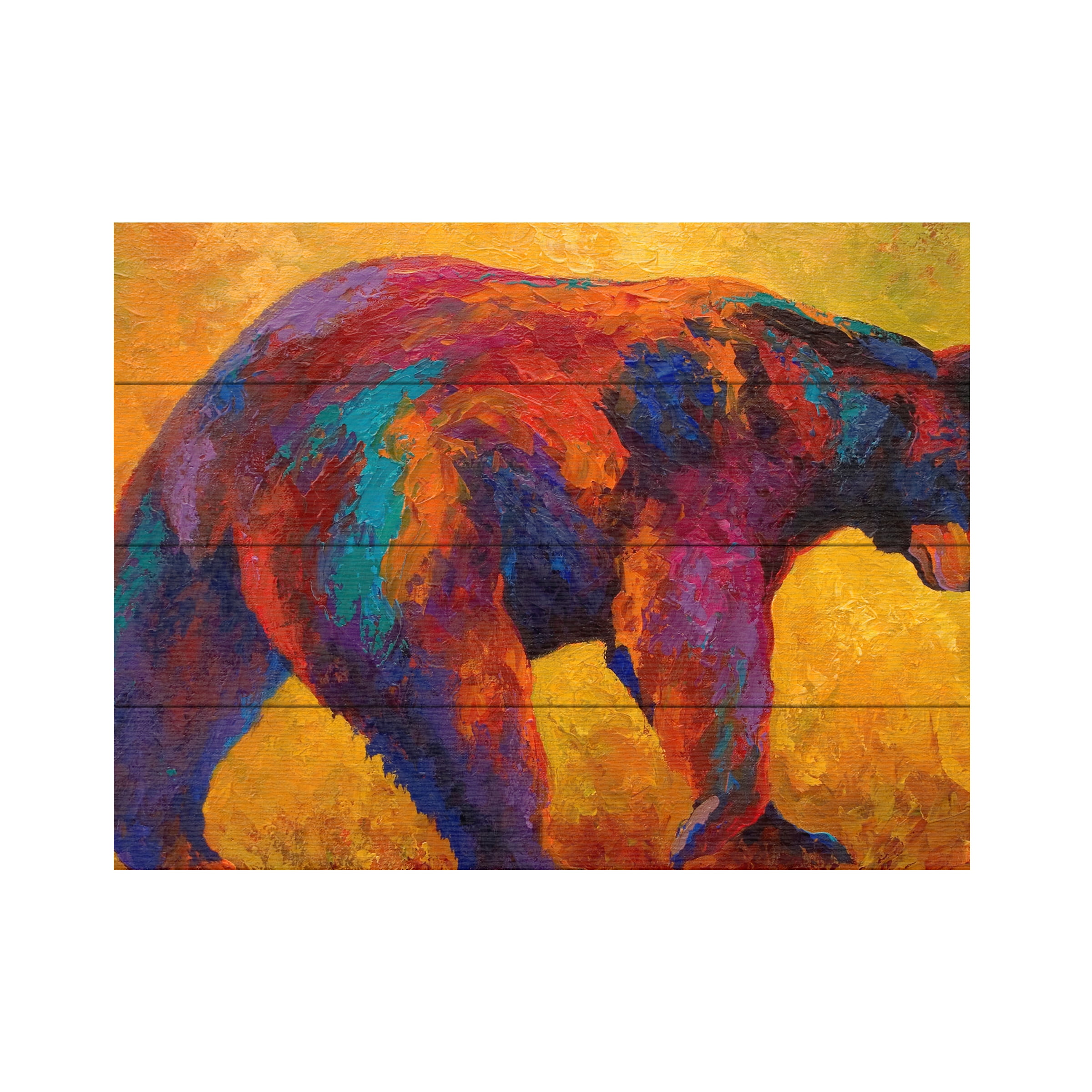 Marion Rose 'Daily Rounds Black Bear' Wood Slat Art