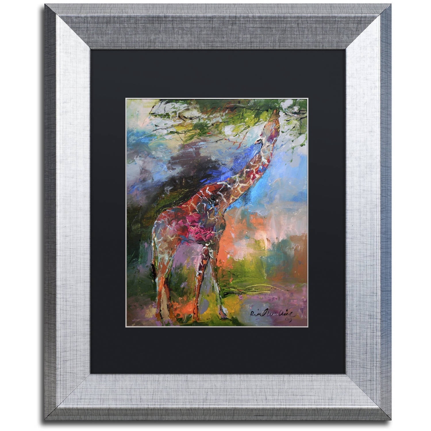 Richard Wallich 'Giraffe' Black Matted Framed Art