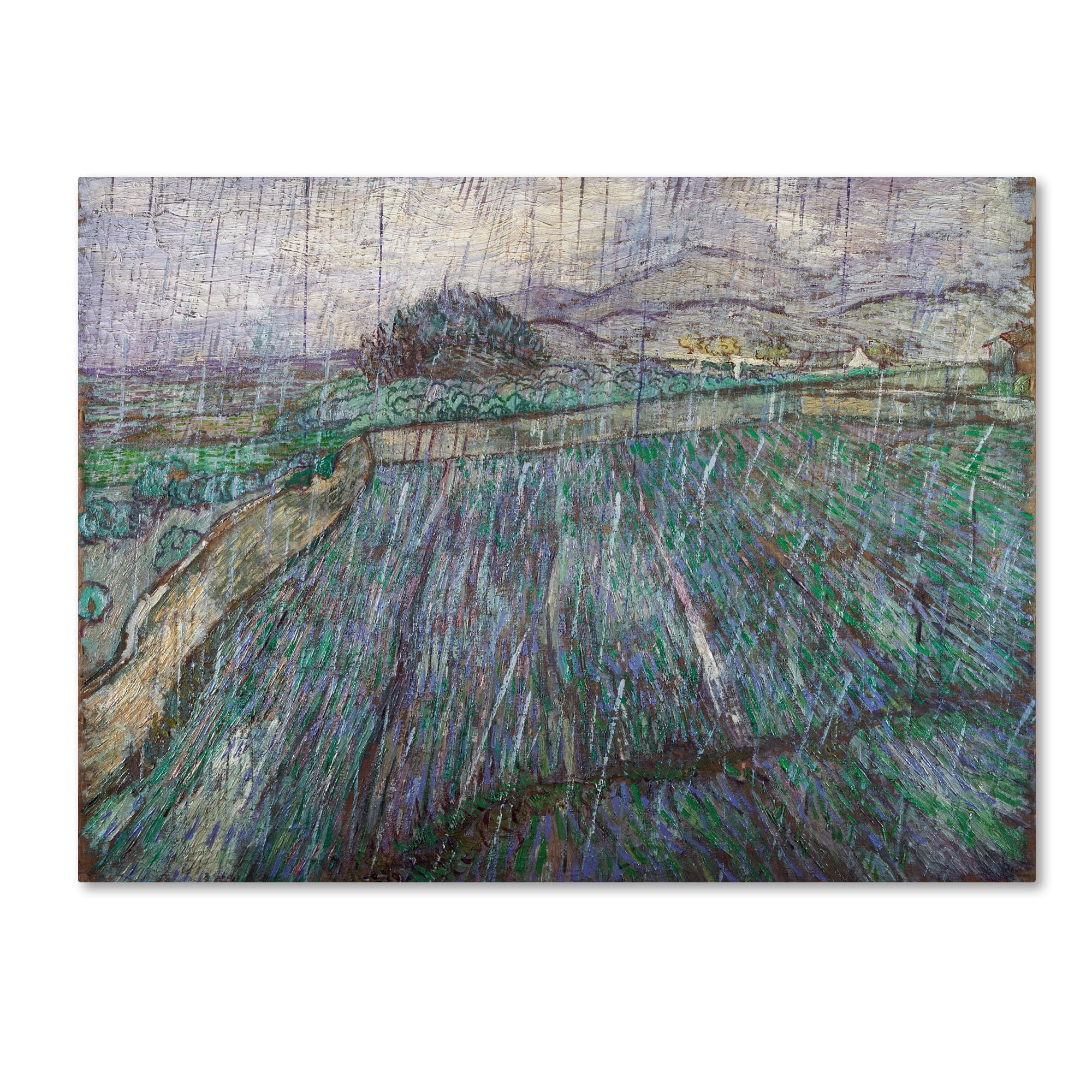 Vincent Van Gogh Rain Abstract Landscape Canvas Print, 14x19