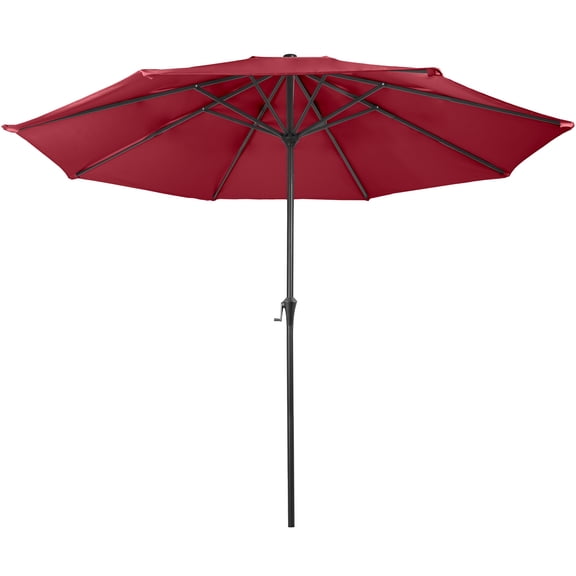 Pure Garden 9FT Outdoor Vented Patio Umbrella with Easy Crank (Red)
