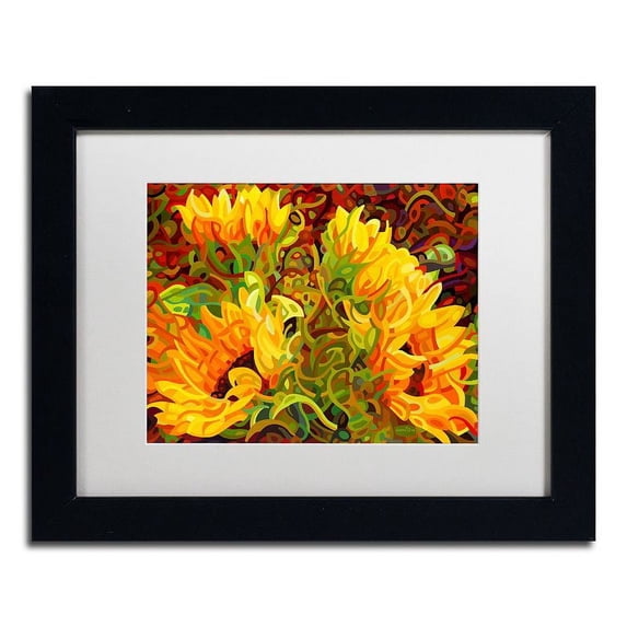 Mandy Budan 'Four Sunflowers' Matted Framed Art