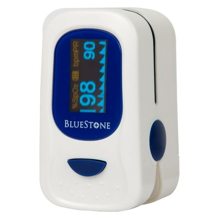 Bluestone Portable Finger Pulse Oximeter with Carrying Case and Lanyard