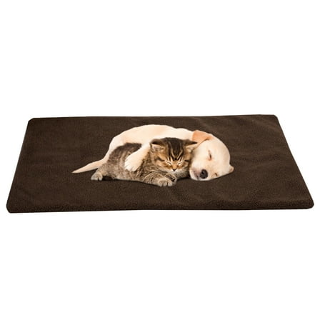 PETMAKER 36x24in Self Warming Cat Mat - Thermal Dog Crate Pad with Insulation Layer (Brown)