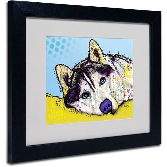 Matted art under acrylic in a black frame