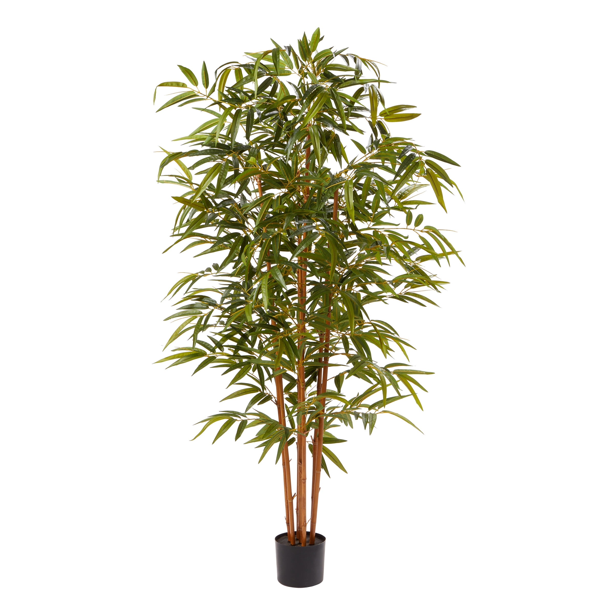 6-Foot Tall Green Bamboo Faux Floor Plant in Black Pot