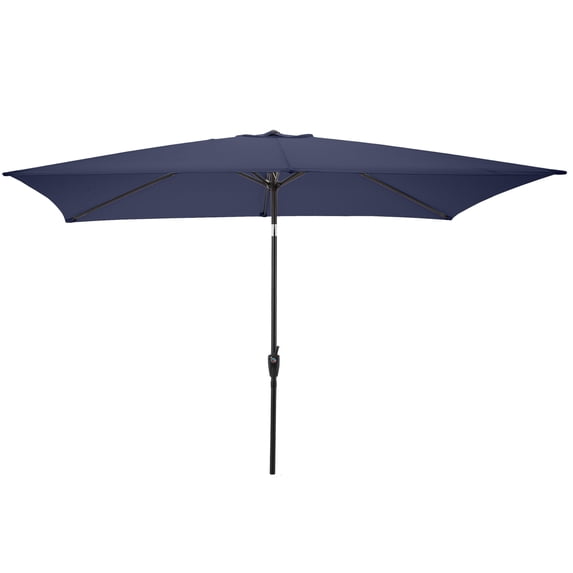 Pure Garden 10’ Rectangular Patio Umbrella with Push Button Tilt, Navy