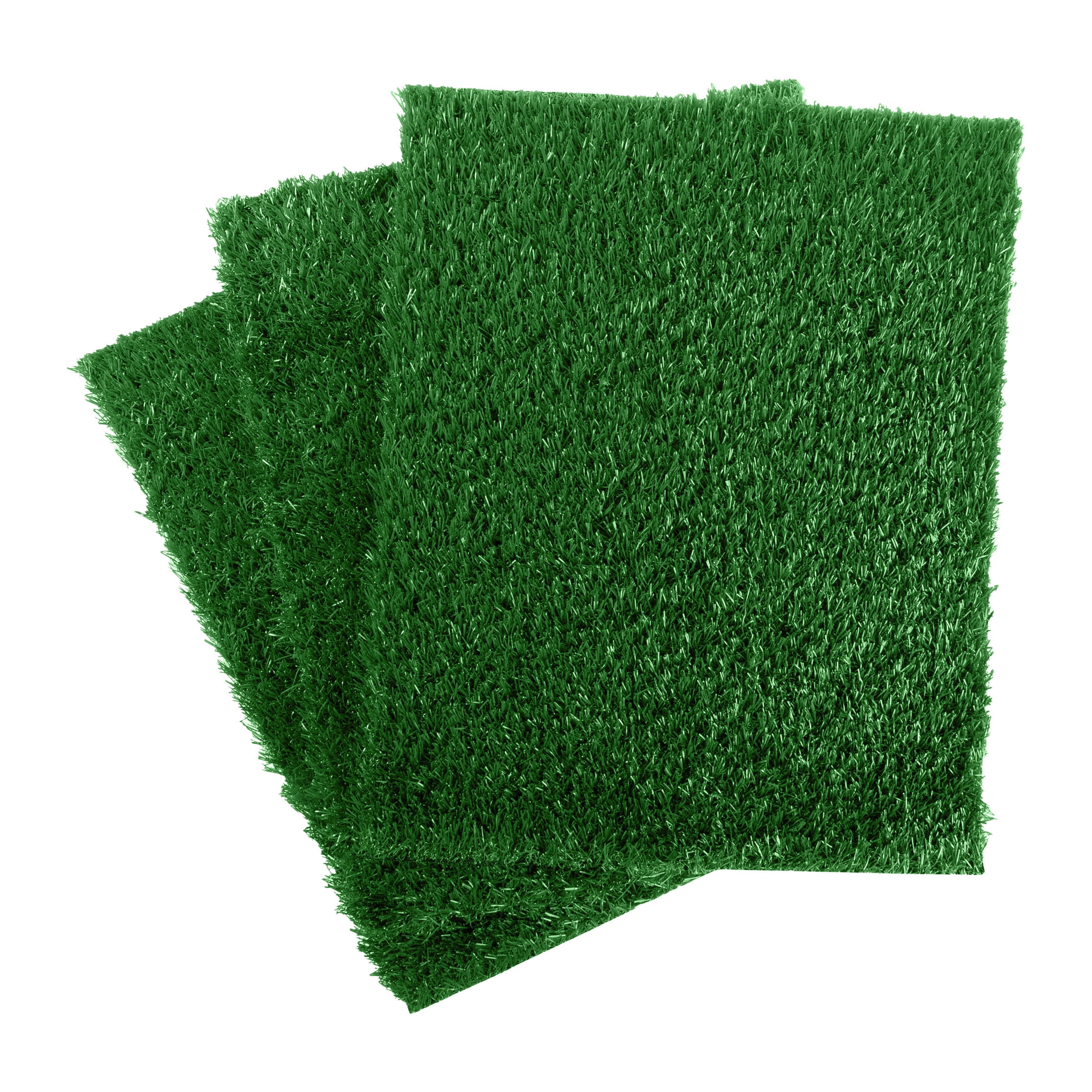 Set of 3 Green Artificial Turf Grass Pee Pads