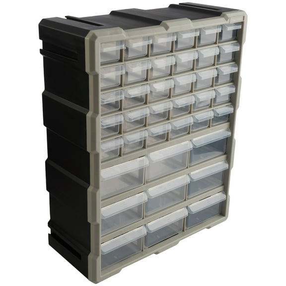 Stalwart 39-Drawer Small Part Organizer - Desktop or Wall-Mountable, Black
