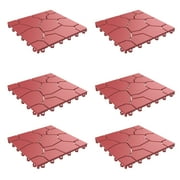 Pure Garden 6-Pack Polypropylene Interlocking Deck Tiles for Outdoors (Red)