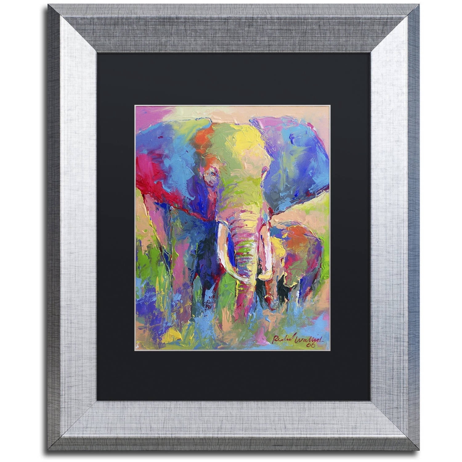 Richard Wallich 'Elephant 1' Black Matted Framed Art