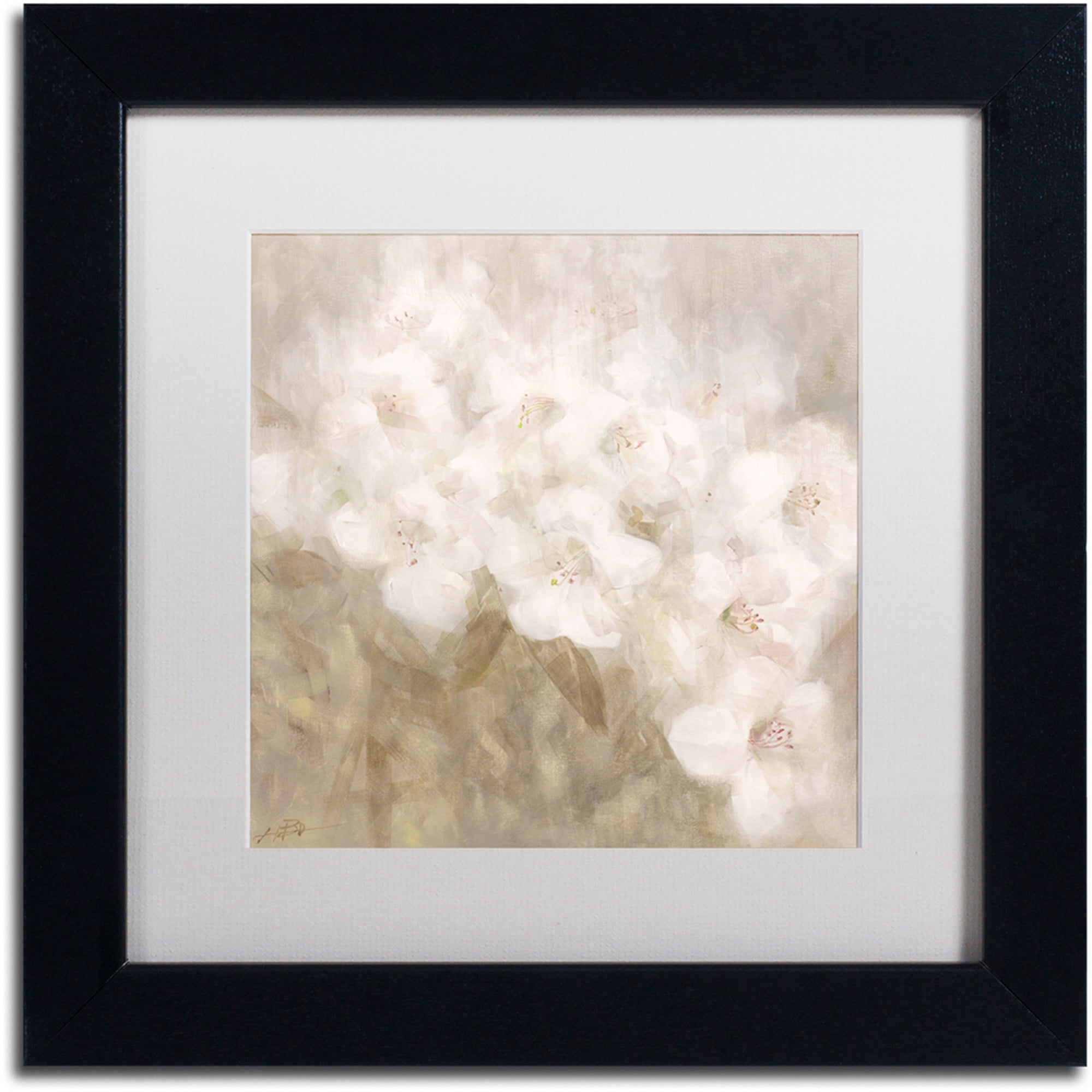 Li Bo 'Wild Flowers II' Matted Framed Art