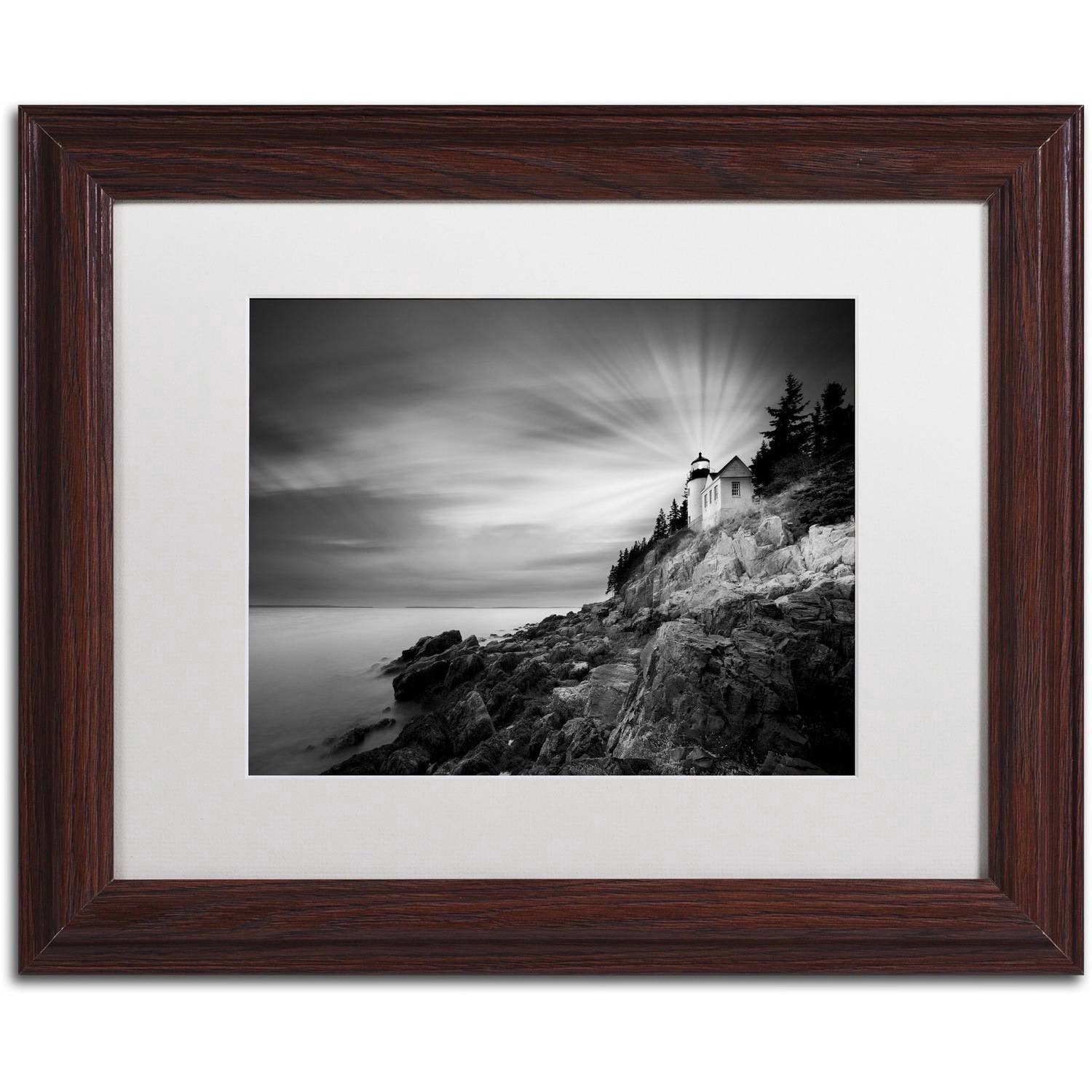 Moises Levy 'Bass Harbor Lighthouse' Matted Framed Art
