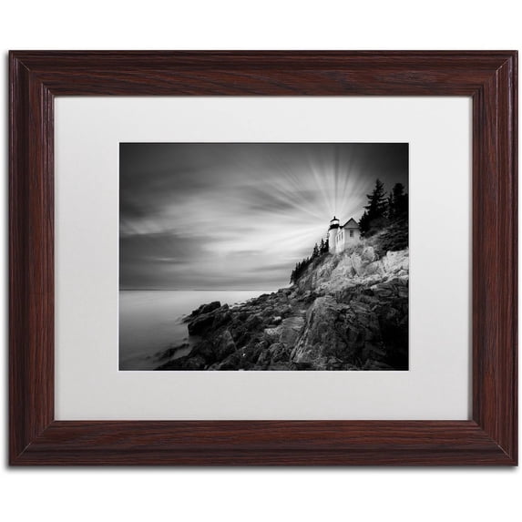 Moises Levy 'Bass Harbor Lighthouse' Matted Framed Art