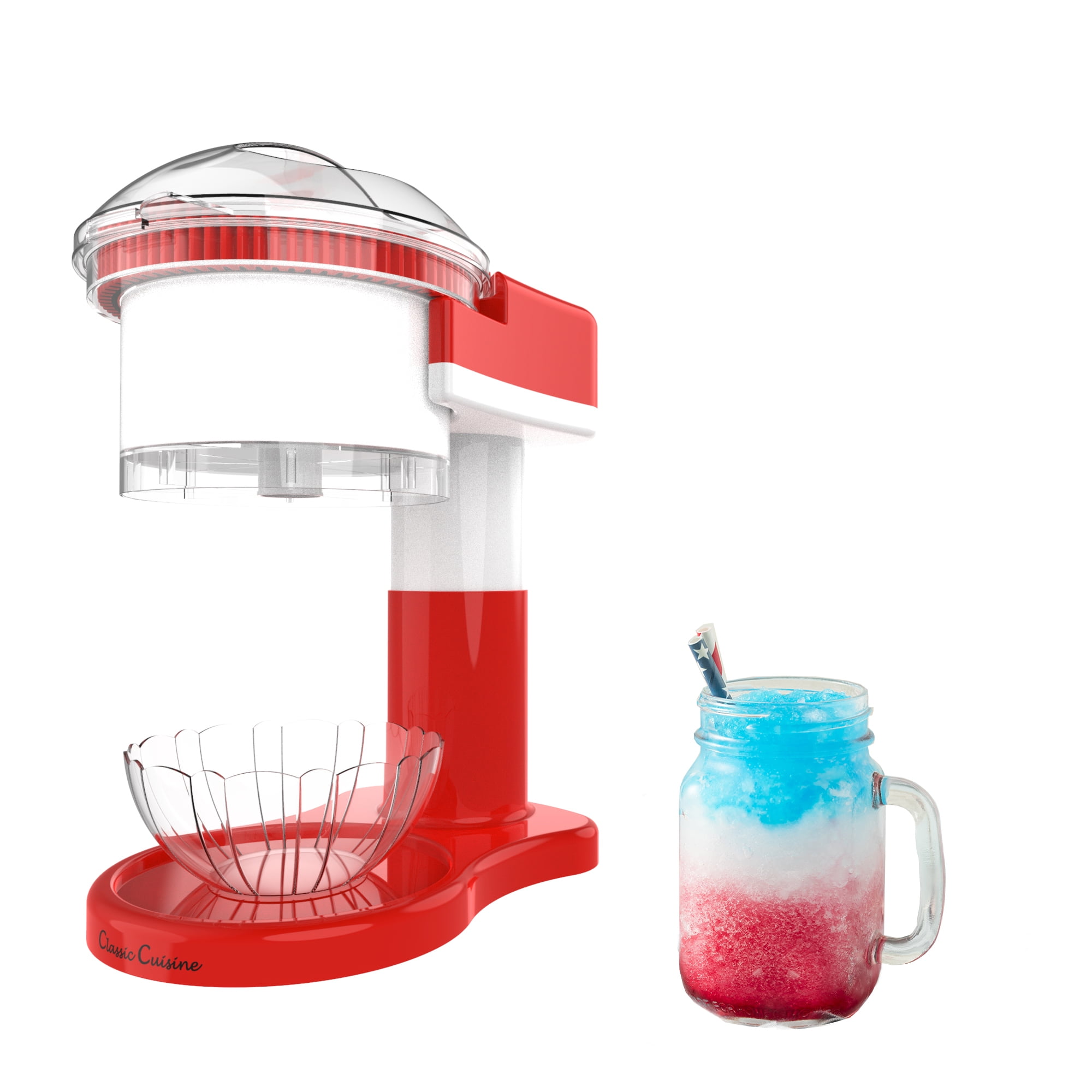 Red and White Countertop Electric Ice Crusher Machine
