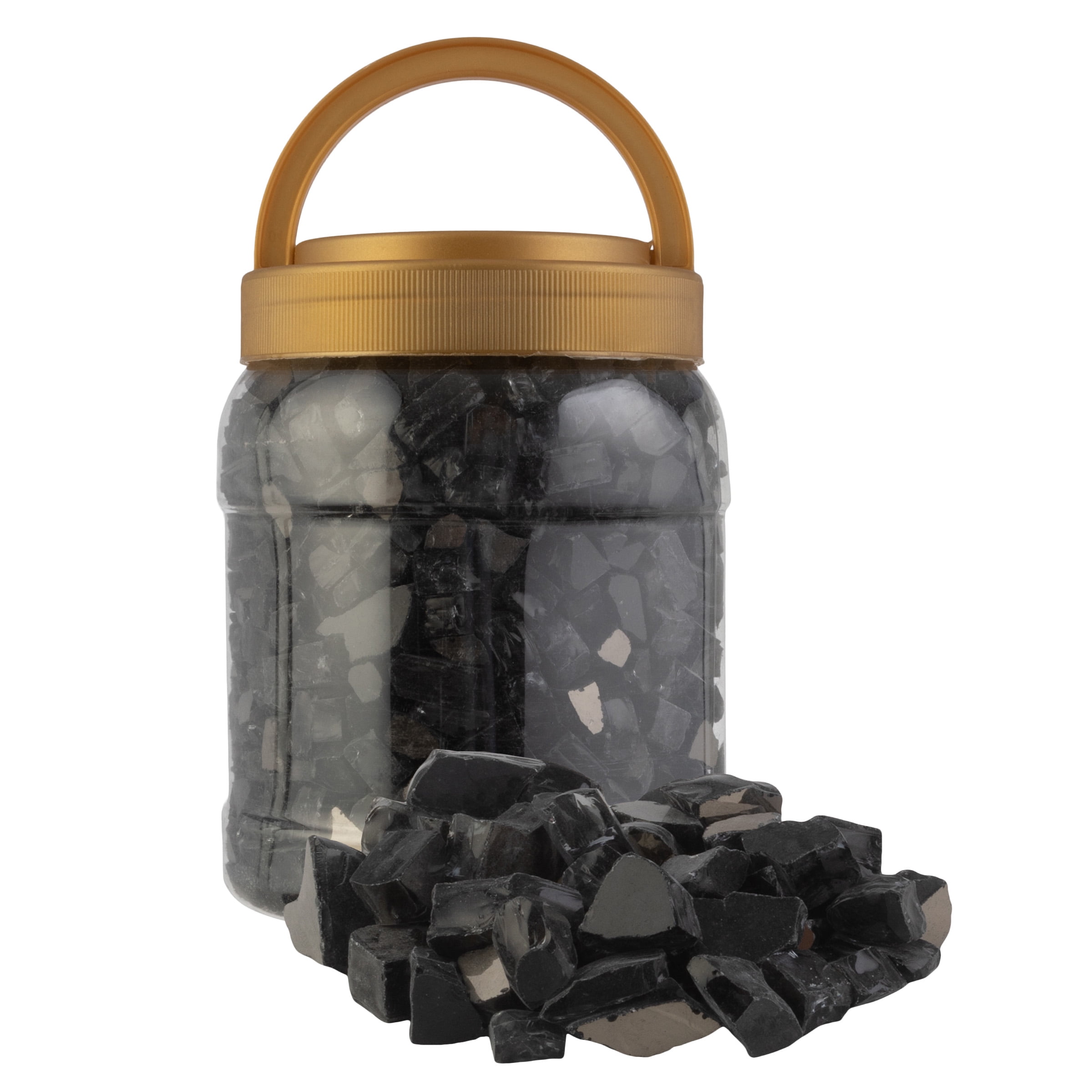 Midnight Black 10lb Crushed Glass Rocks for Fire Pits and Decor