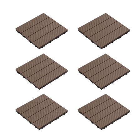 Pure Garden 6-Pack of Wood Plastic Composite Interlocking Deck Tiles, Brown