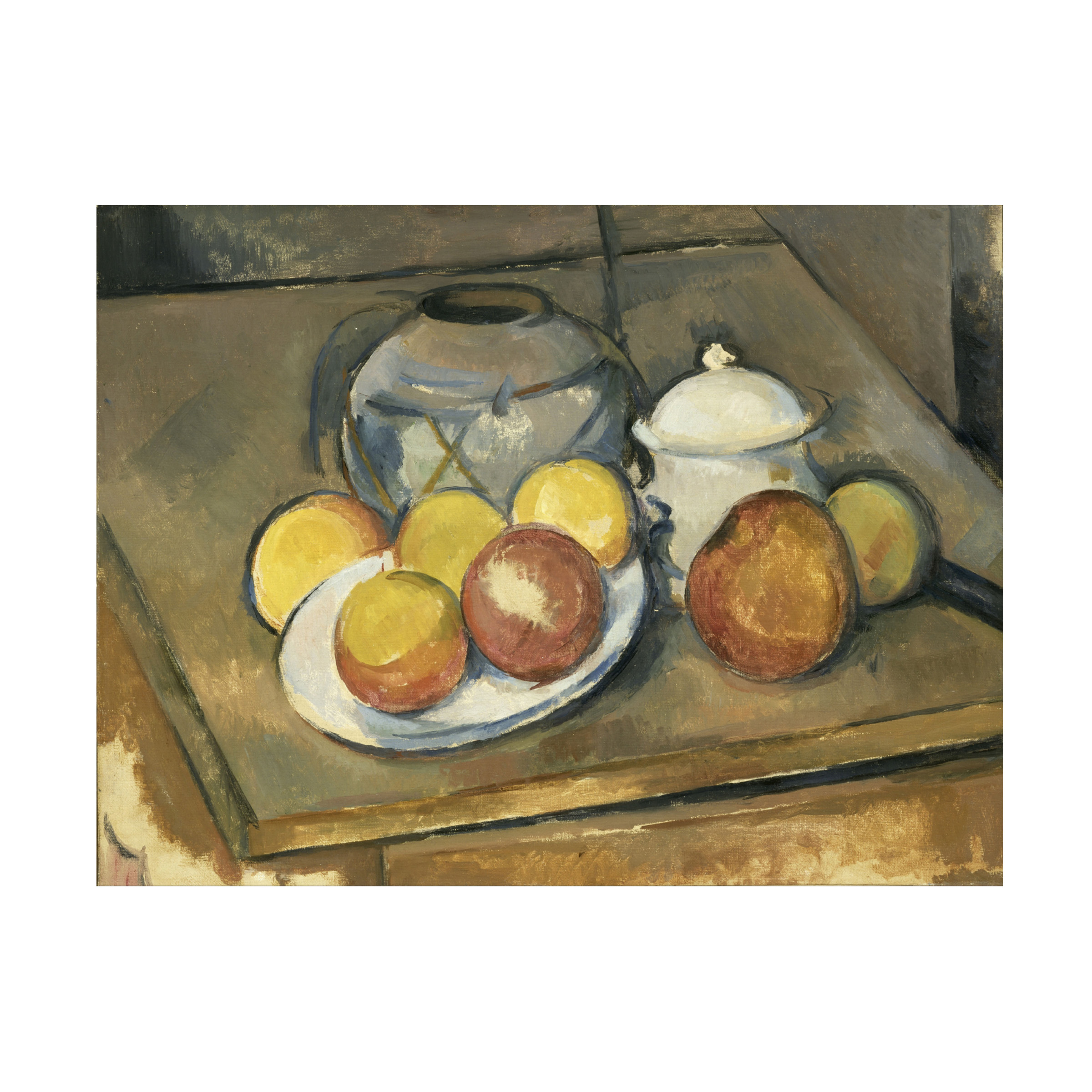 Cezanne 'Strawtrimmed Vase Sugar Bowl And Apples' Canvas Art