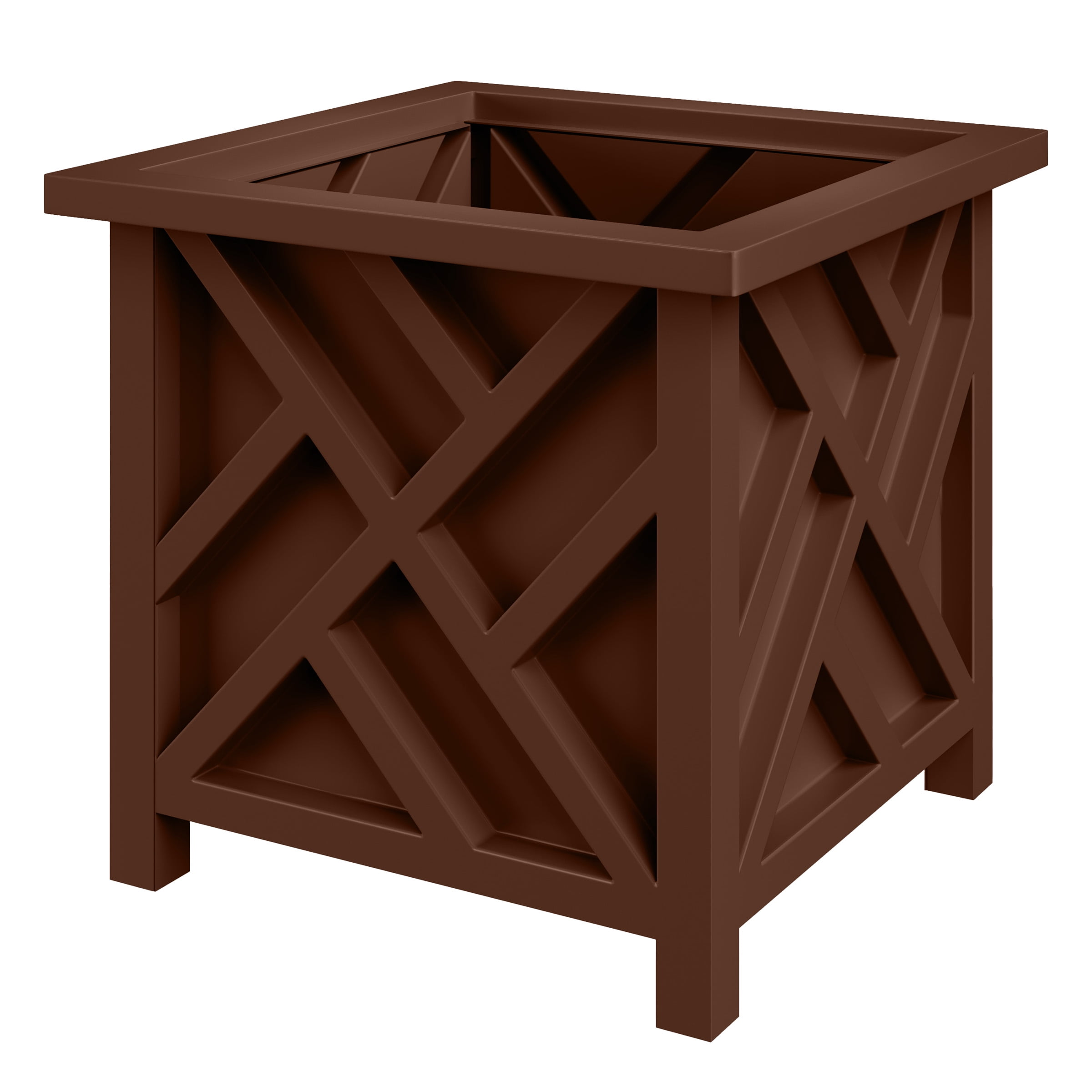 15.5-Inch Brown Polypropylene Lattice Design Planter Box