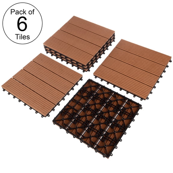 Pure Garden 6-Pack Composite Outdoor Tiles, Brown