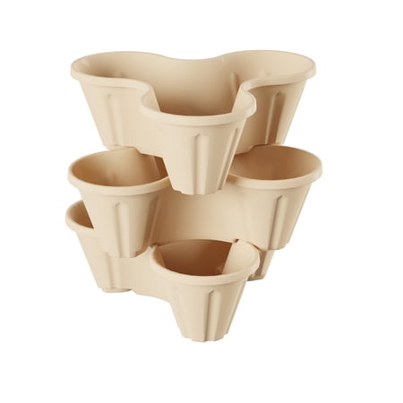 Pure Garden 3-Tier Indoor/Outdoor Stacking Planter Tower (Sand Stone)