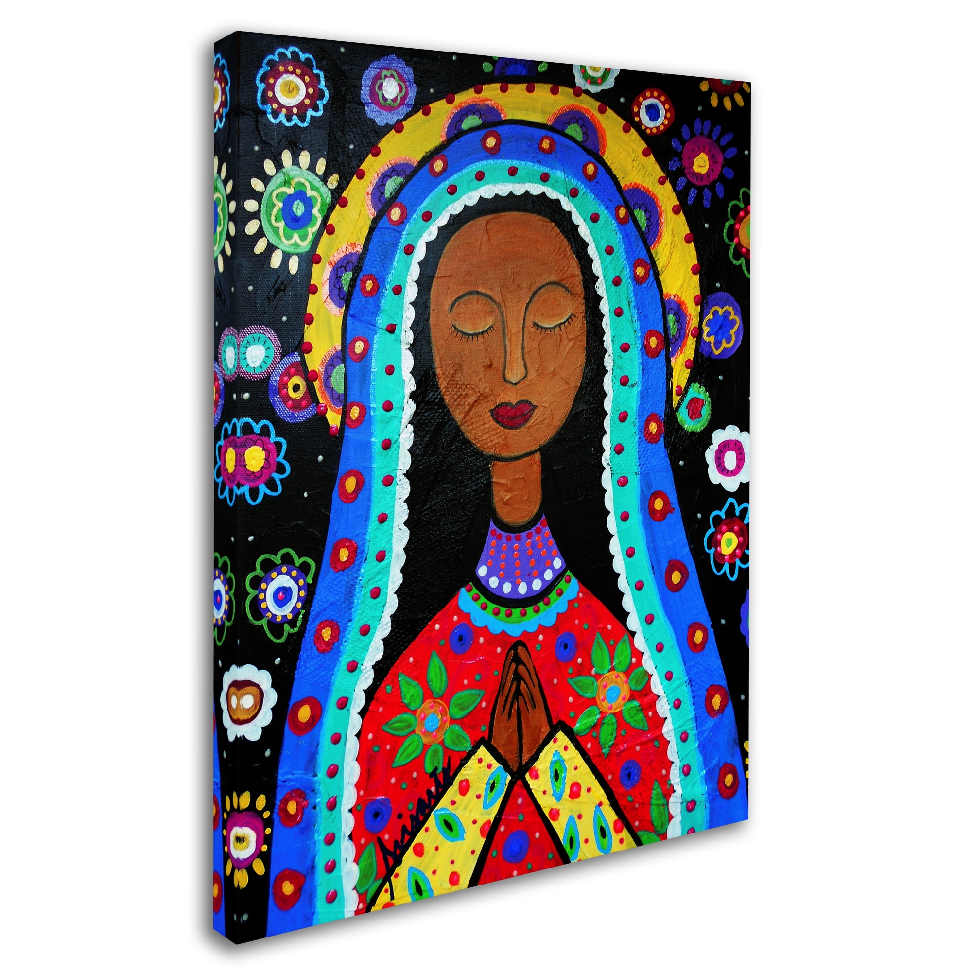 Colorful Floral Our Lady of Guadalupe Canvas Art 14'' x 19''