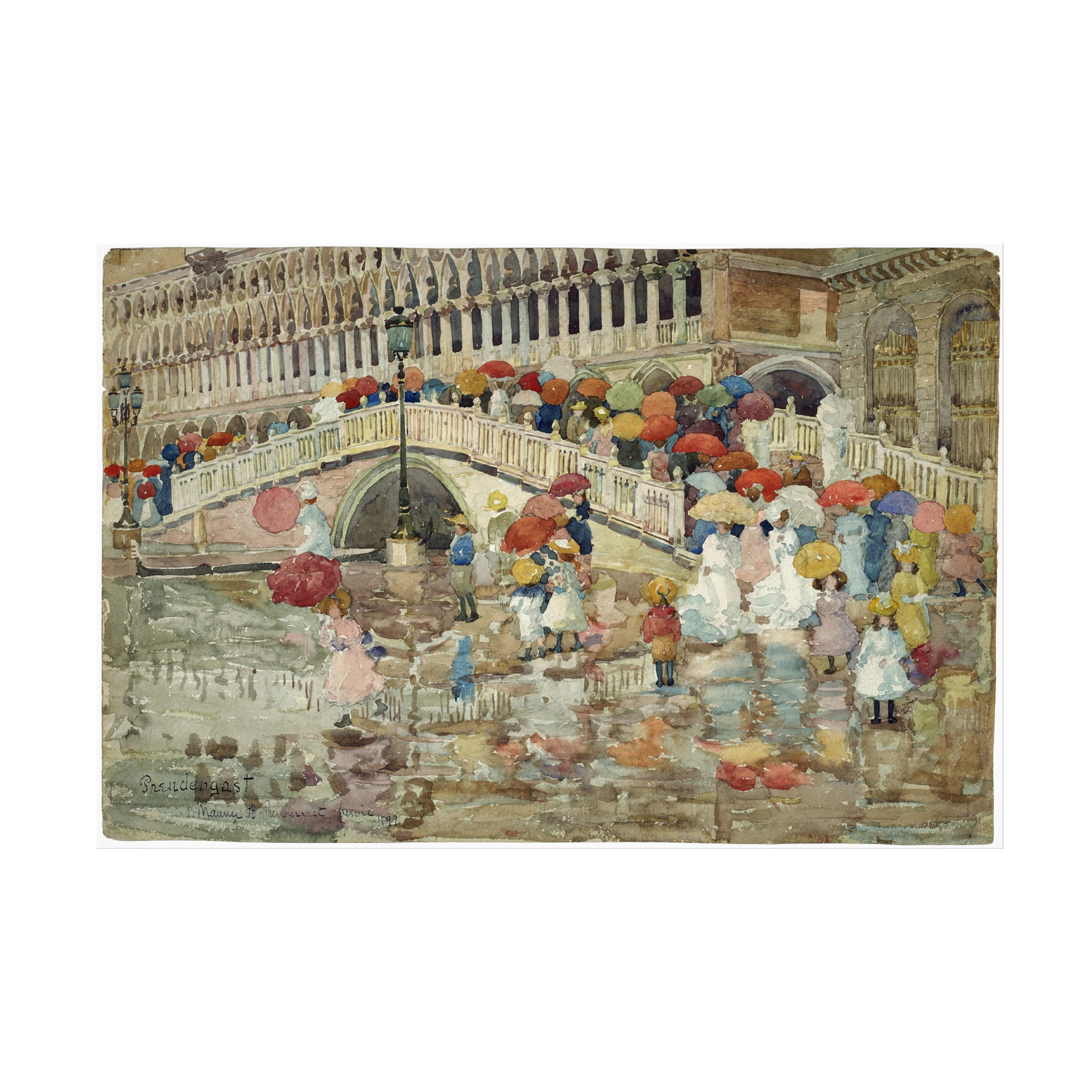 Maurice Prendergast 'Umbrellas in the rain' Canvas Art