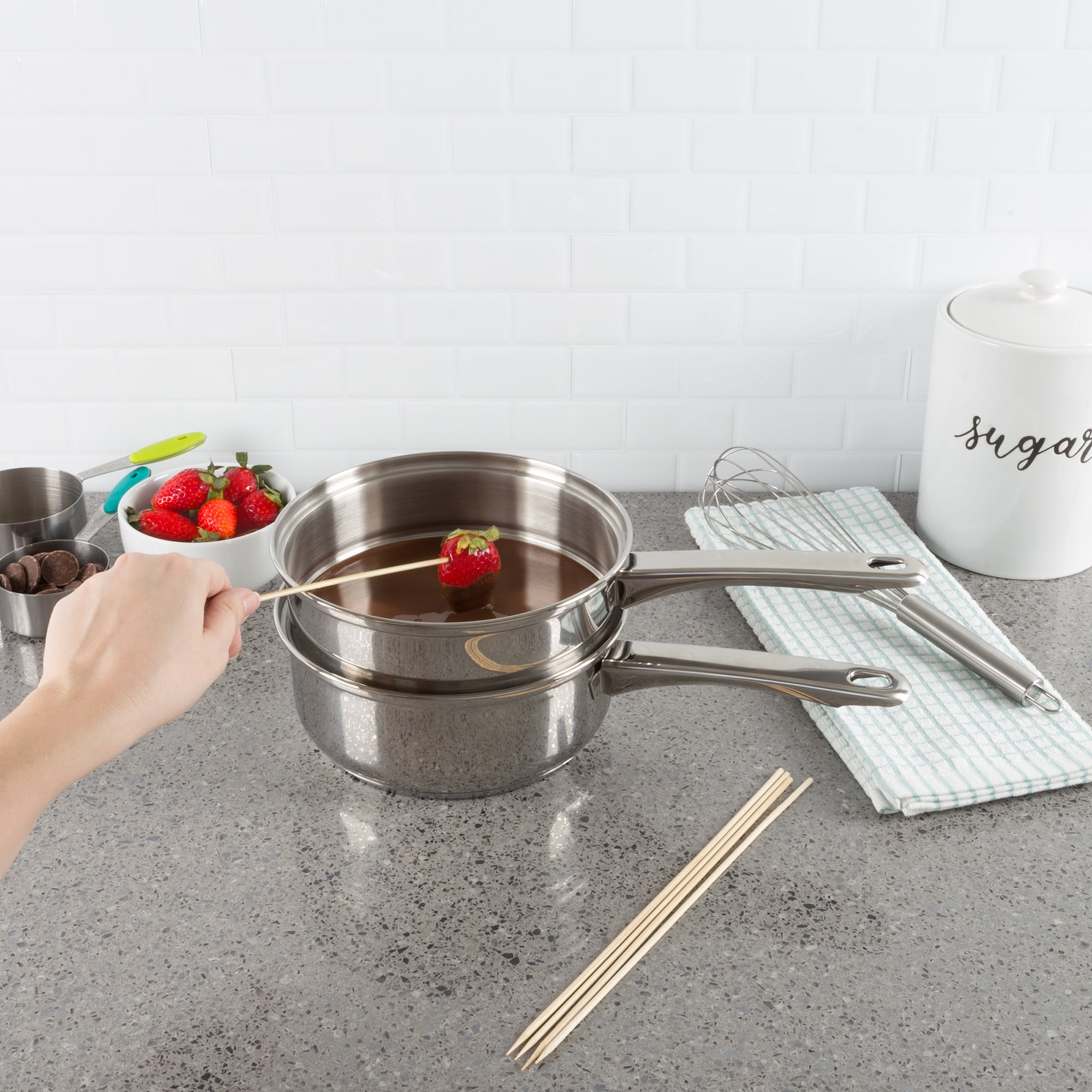 Stainless Steel 1.5 Quart Double Boiler with Glass Lid