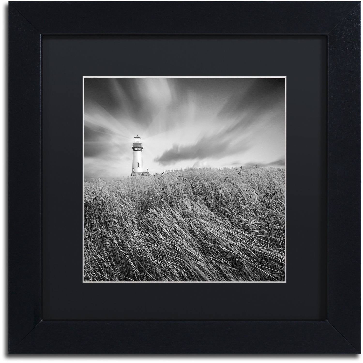 Moises Levy 'Yaquina Lighthouse III' Black Matted Framed Art