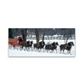 thumbnail image 1 of Clydesdales - Snowing in front of Barn - 14 x 32 Canvas Art Ready to Hang, 1 of 4