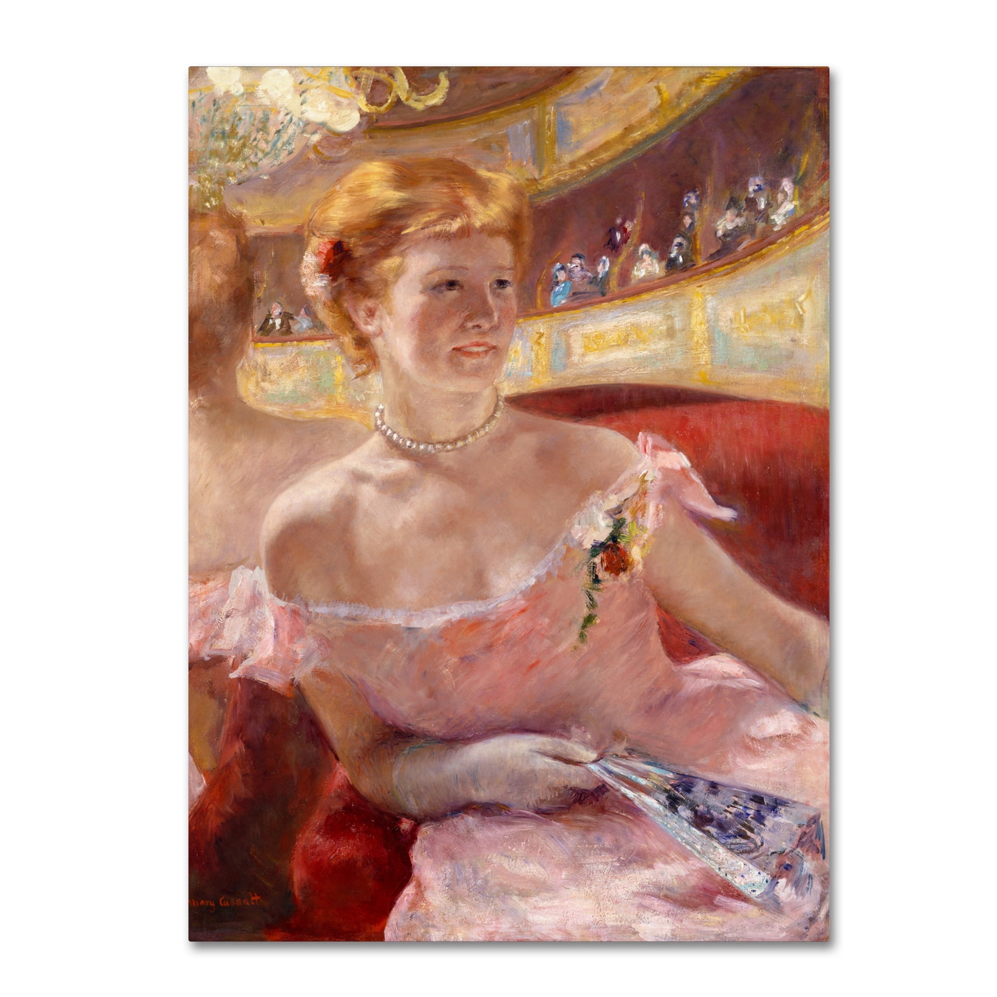 Cassatt 'Woman With A Pearl Necklace In A Loge' Canvas Art