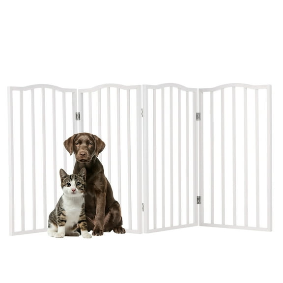 PETMAKER 4-Panel Indoor Foldable Pet Gate for Stairs or Doorways (White)