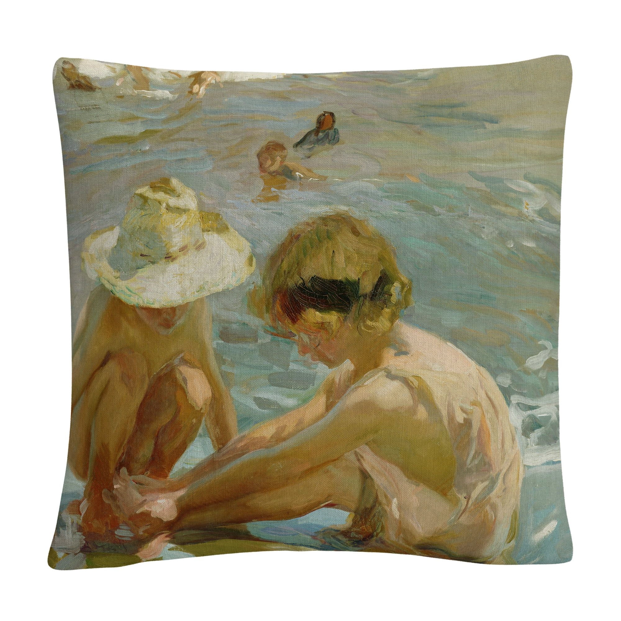 Joaquin Sorolla 'The Wounded Foot' 16 X 16 Decorative Throw Pillow