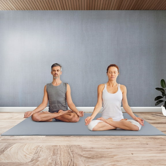 Wakeman Large Yoga Mat - 6x4 8mm Thick Non-Slip Wide Exercise Mat, Blue