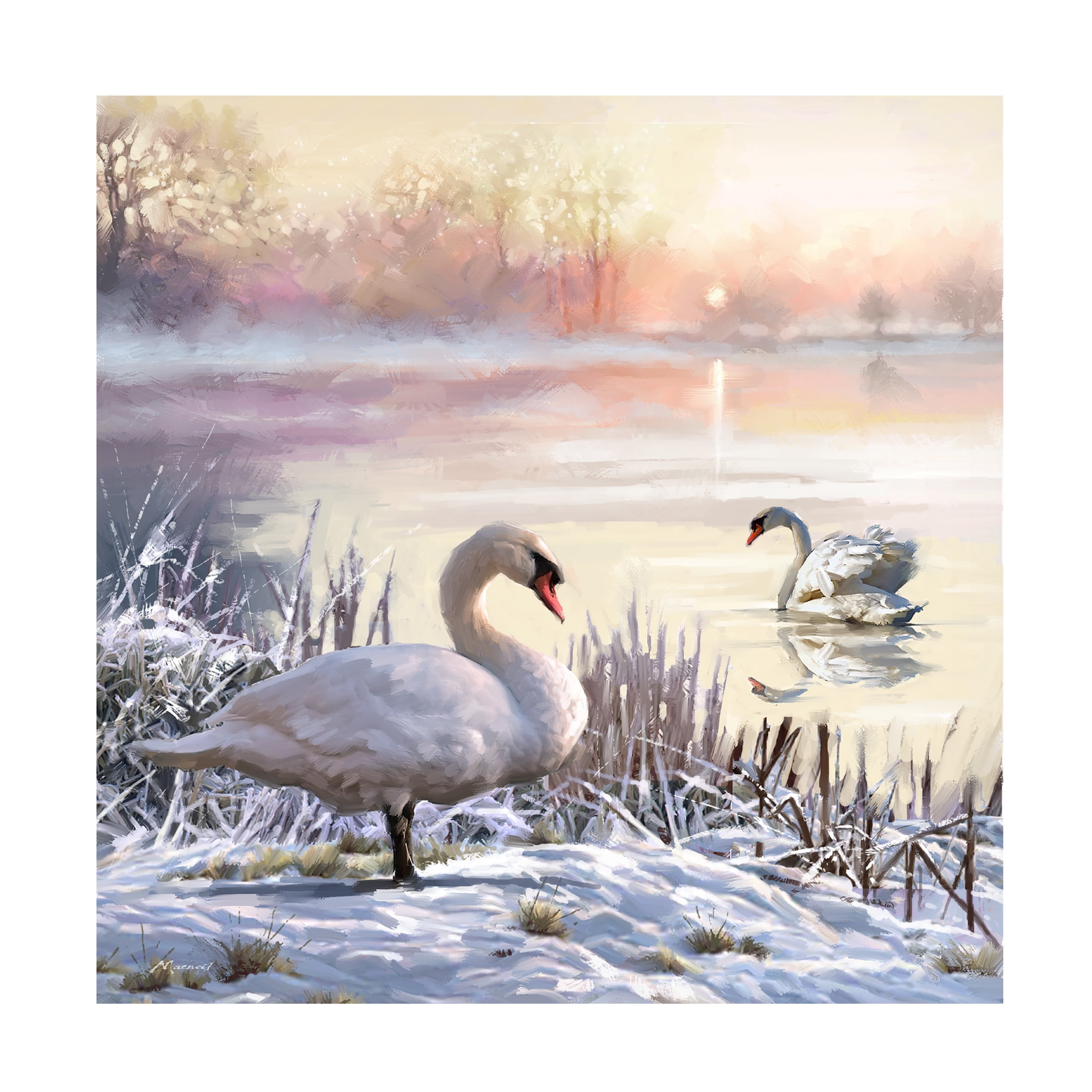 The Macneil Studio 'Winter Swans' Canvas Art