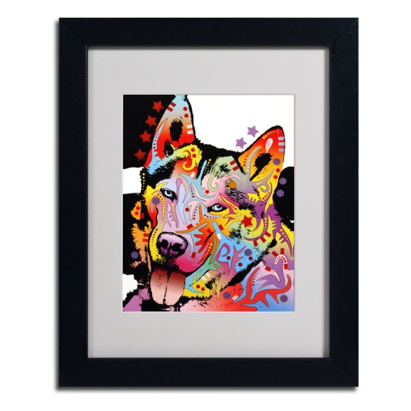 Matted art under acrylic in a black frame