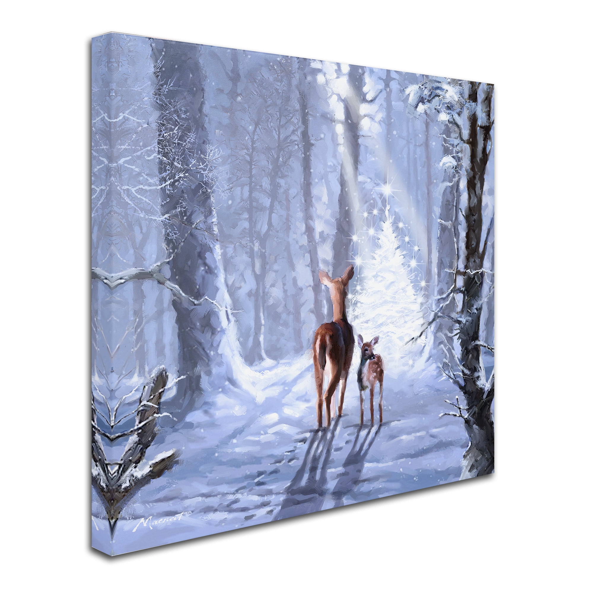 Macneil Studio Christmas Magic Deer Canvas Art in Winter Forest
