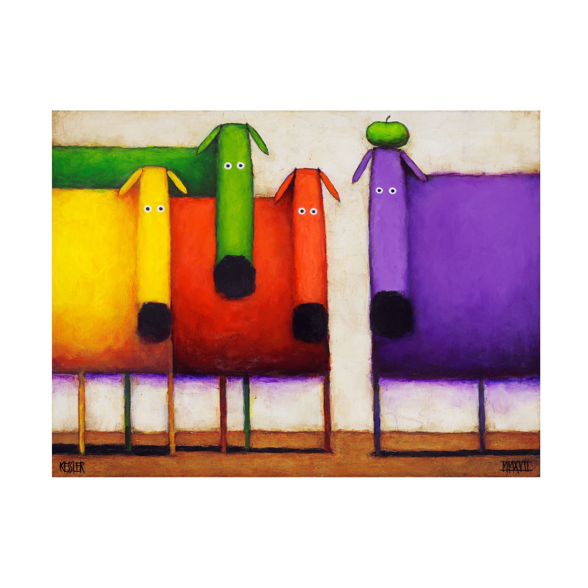 Trademark Fine Art Daniel Patrick Kessler Rainbow Dogs Canvas Wall Art - 35x47