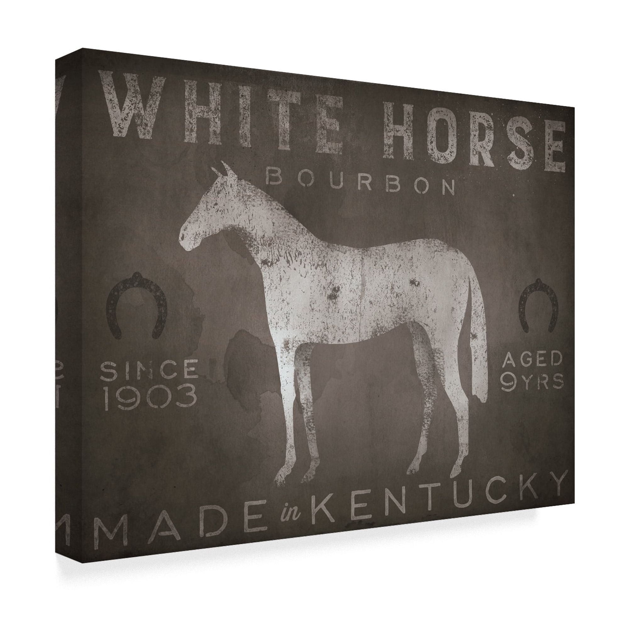 Ryan Fowler White Horse Bourbon Gray Canvas Art, 14" x 19"
