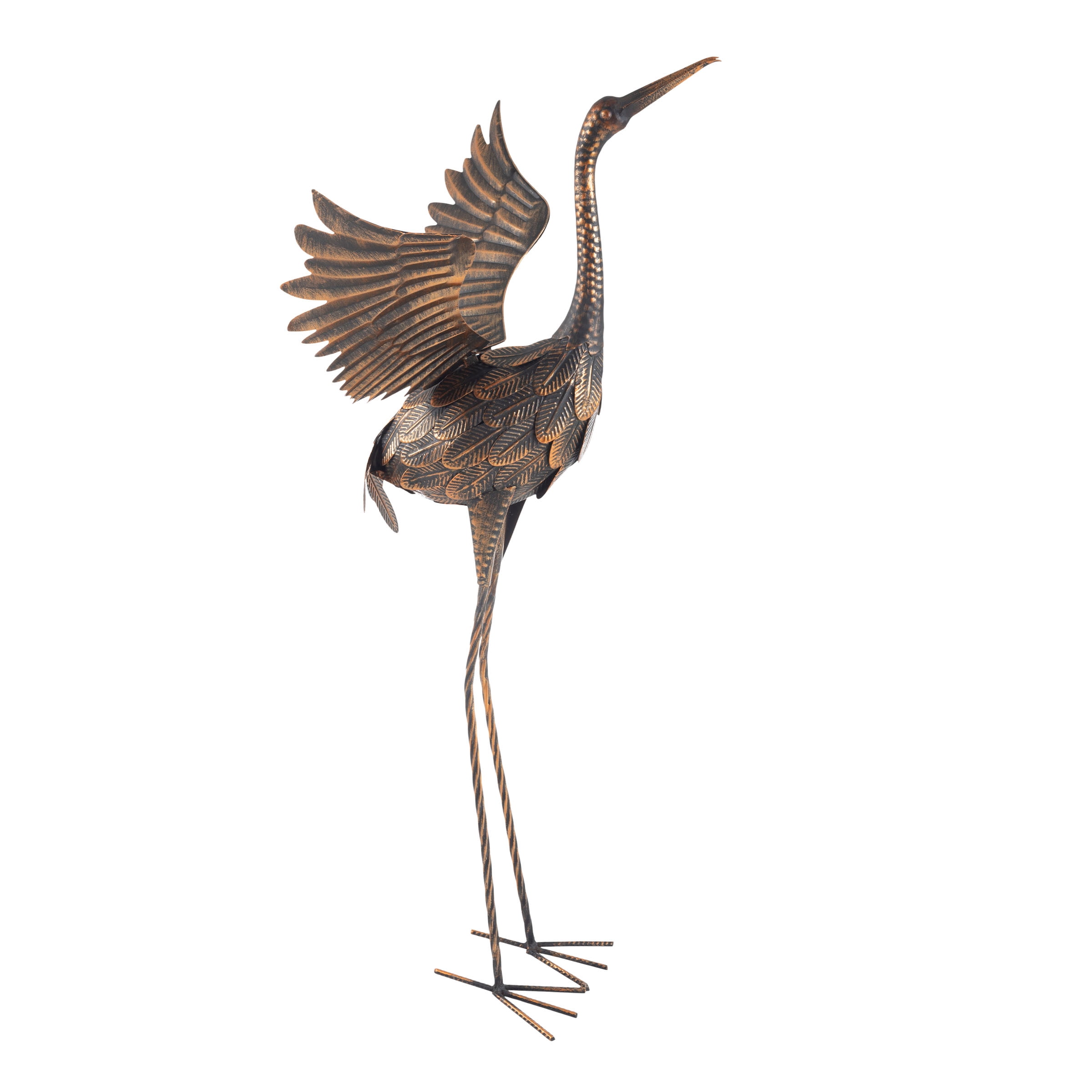 Pure Garden 35-Inch Metal Yard Art Flying Crane Garden Statue Outdoor Décor