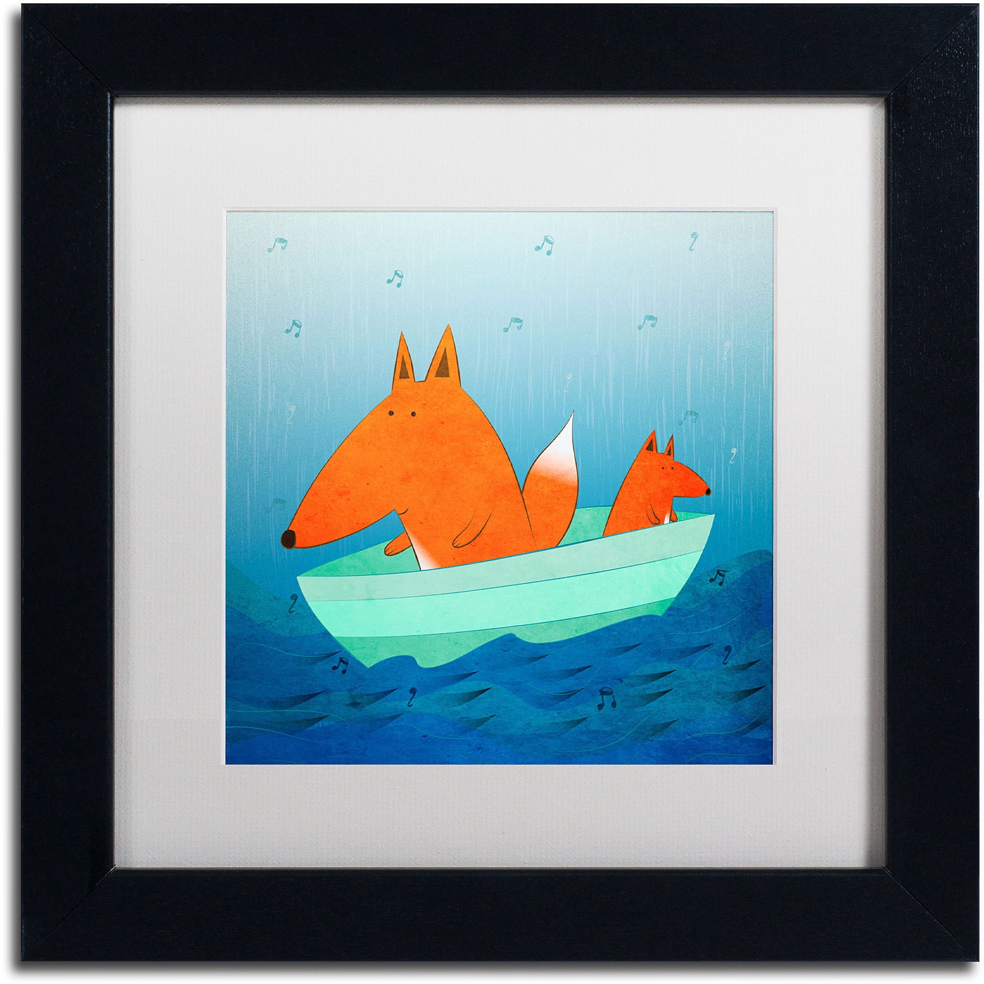 Carla Martell 'Fox in a Boat' Matted Framed Art
