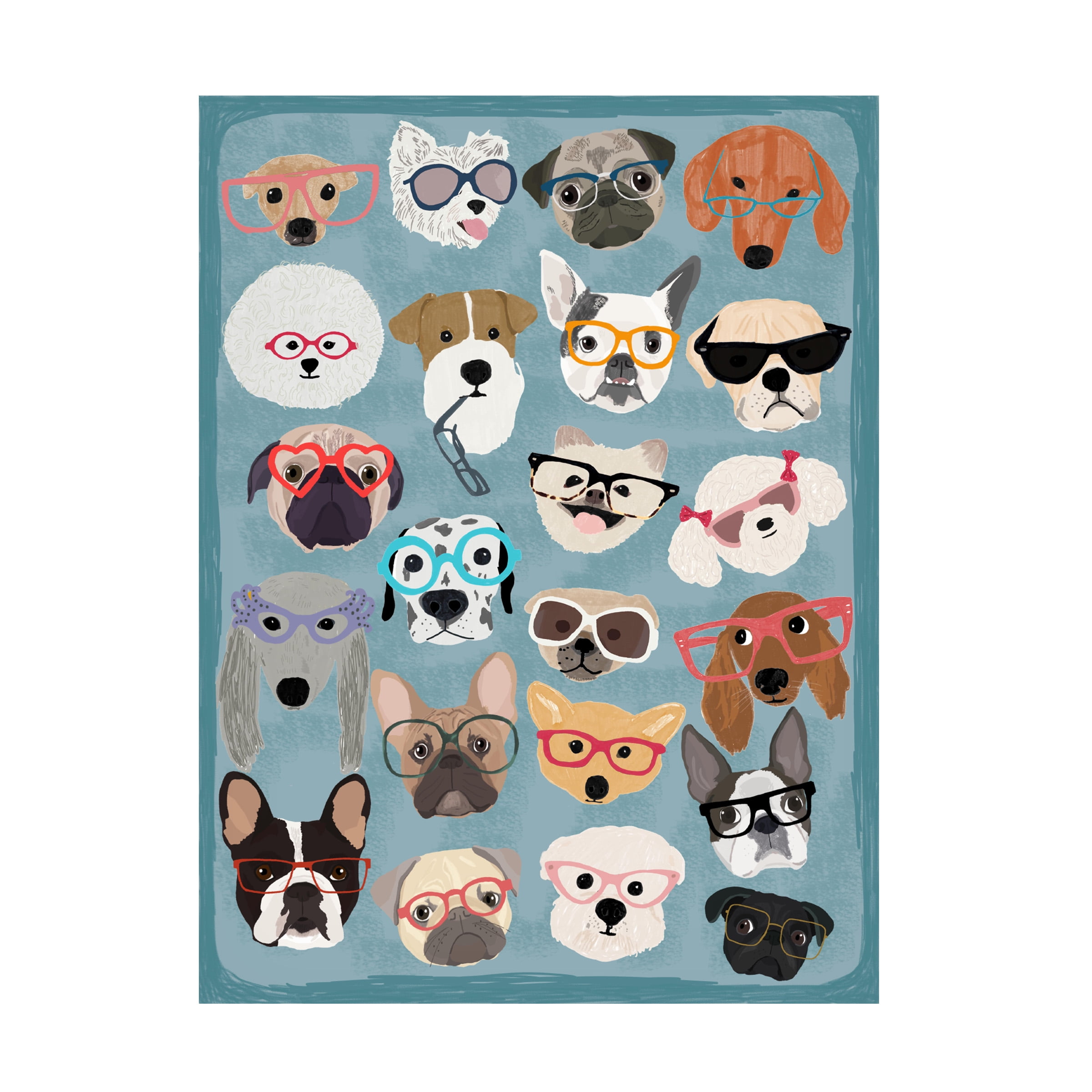 Hanna Melin 'Puzzle Dogs In Glasses' Canvas Art