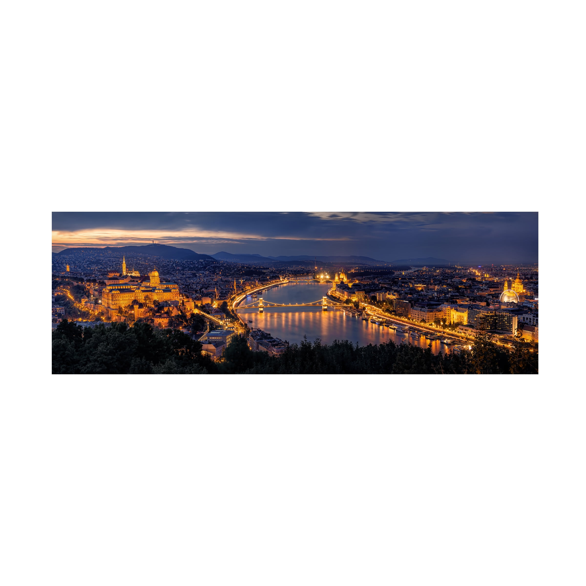 Trademark Fine Art Thomas D Morkeberg Panorama Of Budapest Canvas Wall Art - 8x24