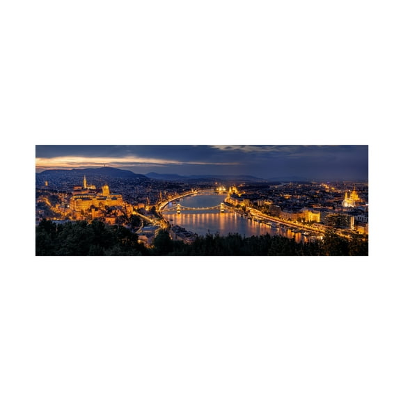 Trademark Fine Art Thomas D Morkeberg Panorama Of Budapest Canvas Wall Art - 10x32
