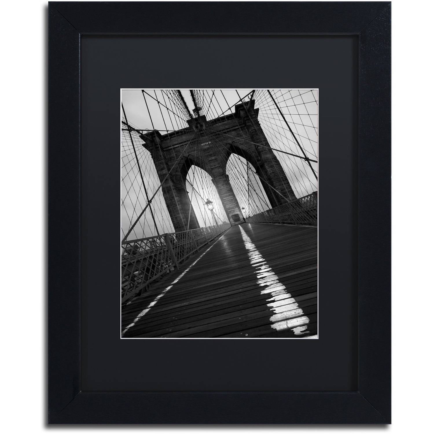 Moises Levy 'Brooklyn Bridge Study I' Black Matted Framed Art